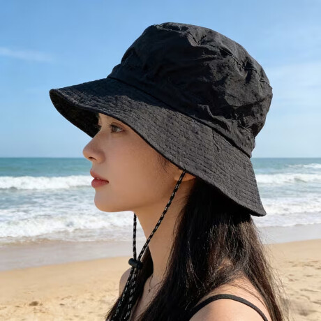 Sombrero plegable con correa ajustable y bolsa desmontable Negro