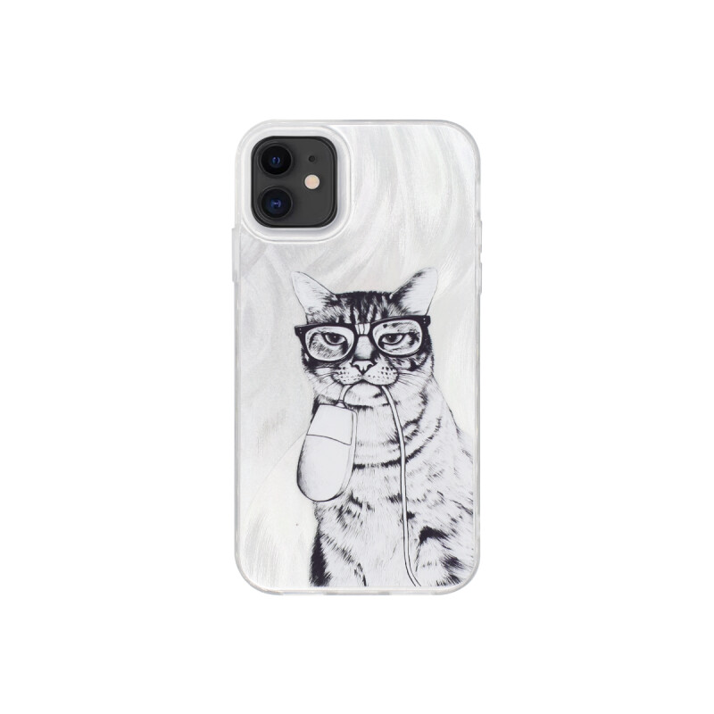 Protector para iPhone 11 plateado diseño gato Protector Para Iphone 11 Plateado Diseño Gato