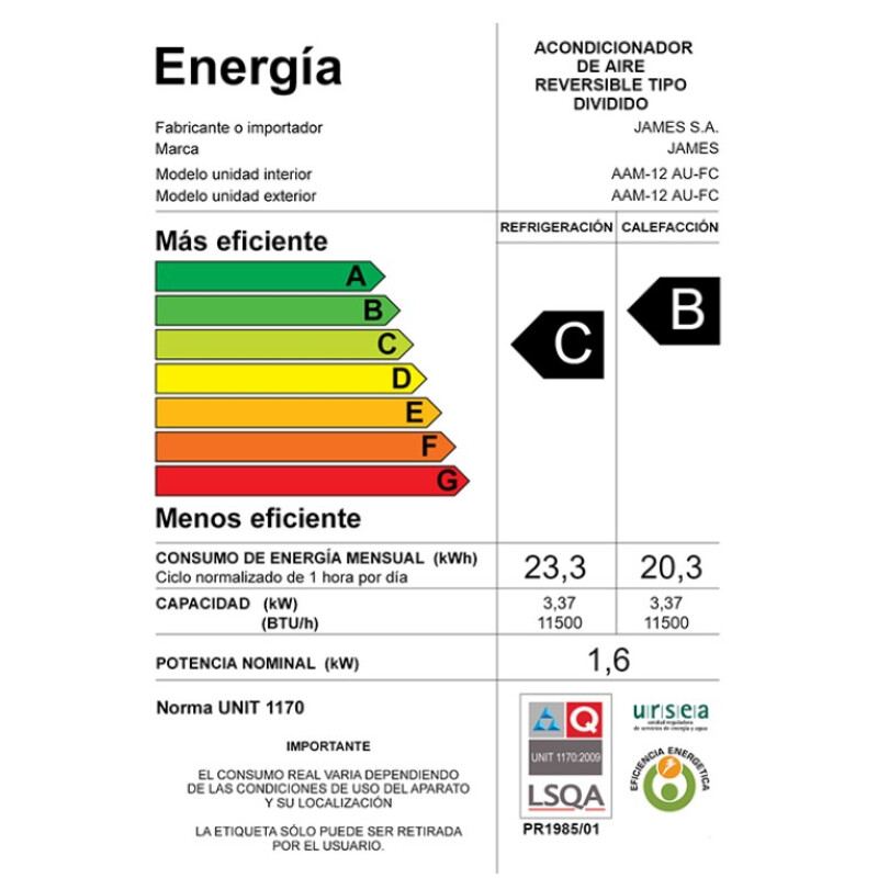 Aire Acondicionado James 12000 Btu Split Aire Acondicionado James 12000 Btu Split