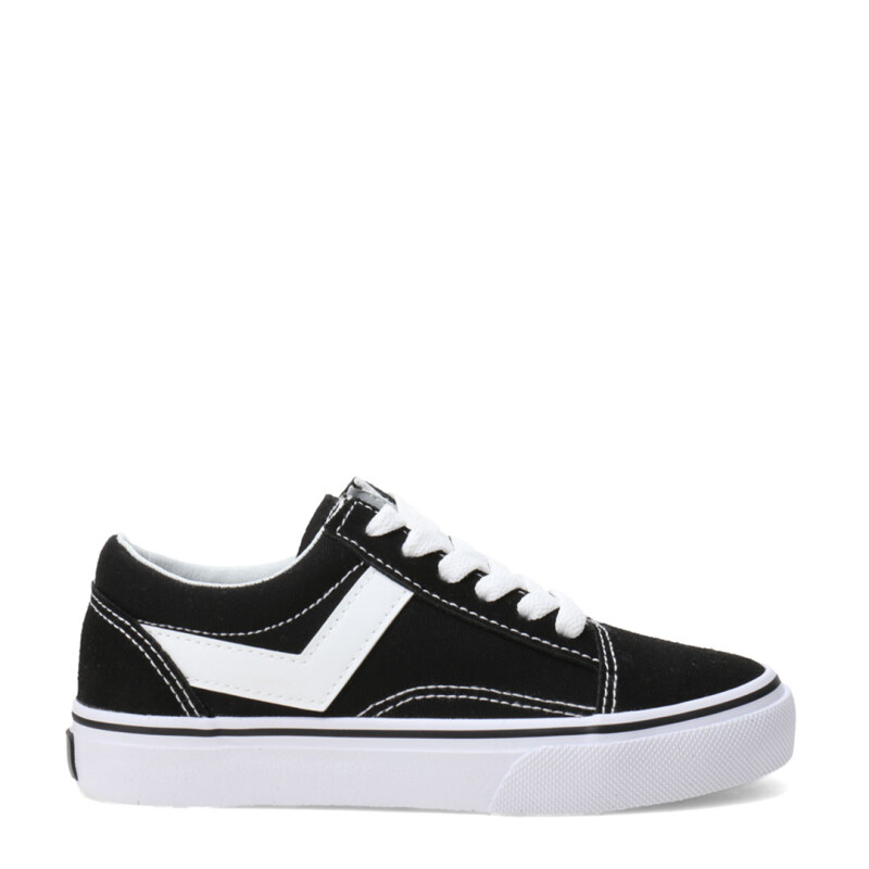 Championes de Niños PONY Casual Lona Gamuza Negro - Blanco