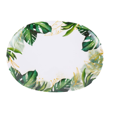 Plato oval de melamina linea Hoja Verde Plato oval de melamina linea Hoja Verde