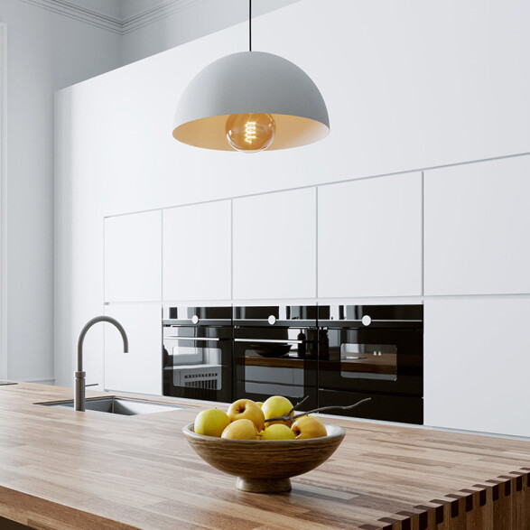 Lámpara colgante E27 campana metálica blanca Ø380 EG6250