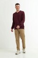 Sweater escote en V BORDO