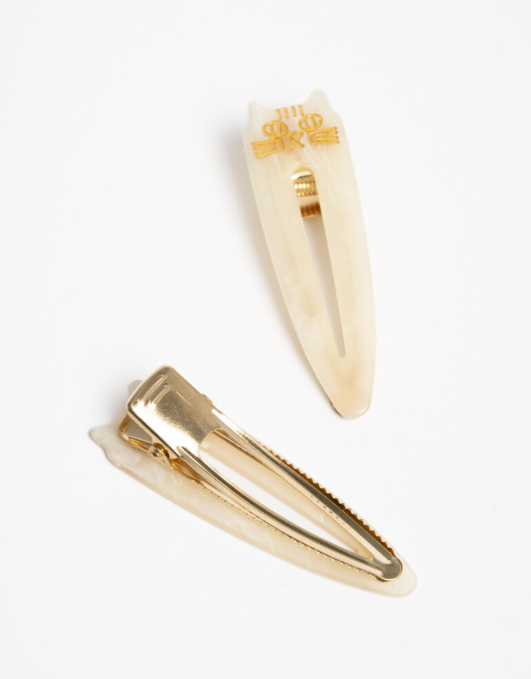 Horquillas con Accesorios Animales Set De Hebillas De Gatito - Blanco Crudo