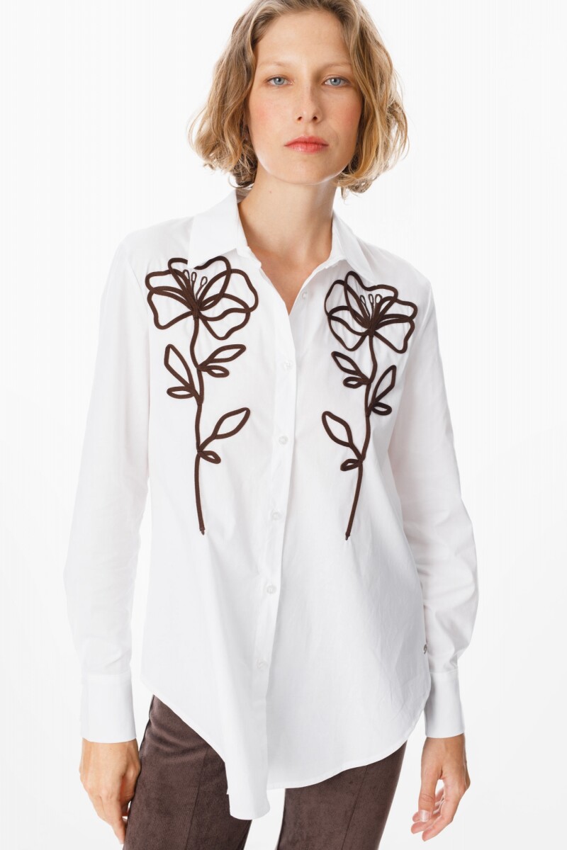 Camisa Petaline - Blanco/Chocolate 