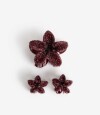 Set De Broches Flor Hawaiana Rojo Burdeaux