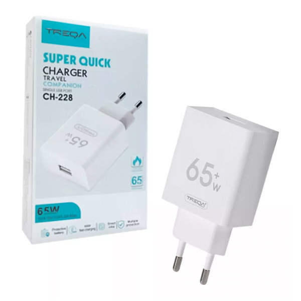 Cargador Usb Ficha Treqa 65w CARGADOR USB TREQA CARGA RAPIDA 65W 228