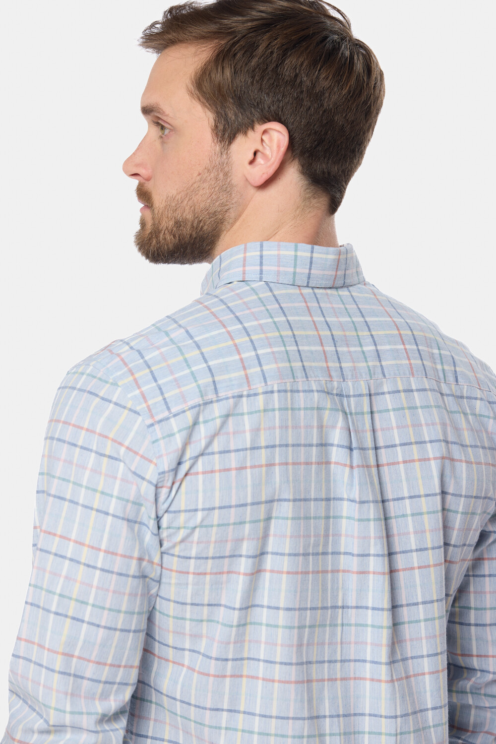 CAMISA A CUADROS Celeste