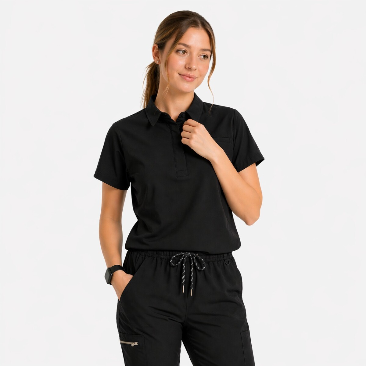 Casaca polo con botón Dama - Negro 