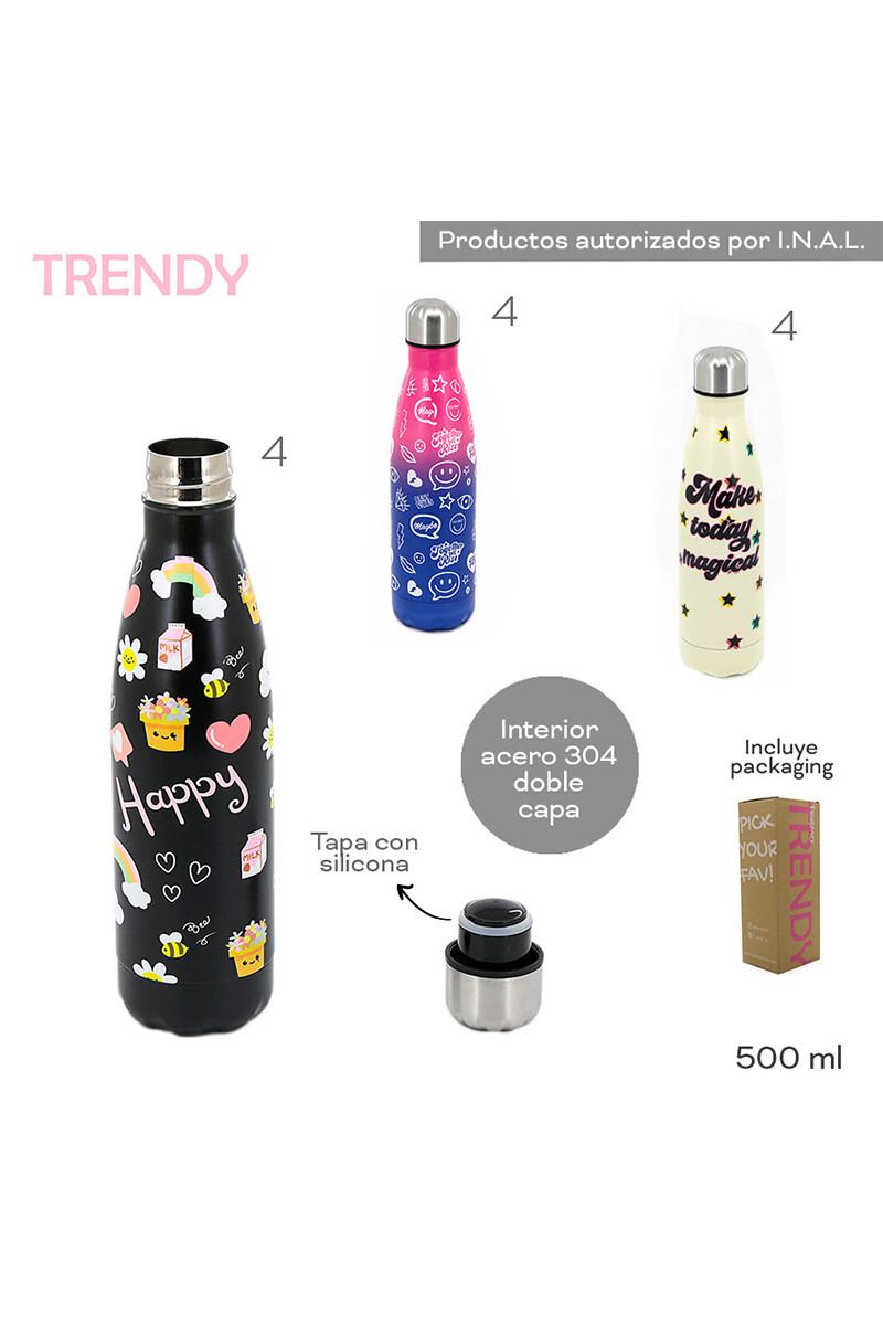 Botella Termica Trendy Negro