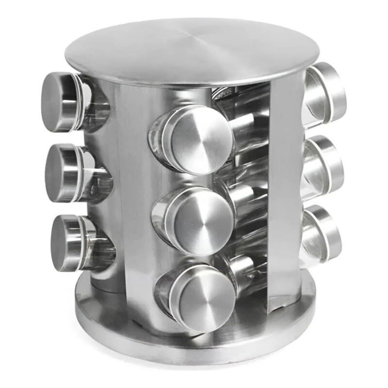 Porta Condimentos Especiero Giratorio Vidrio Gris