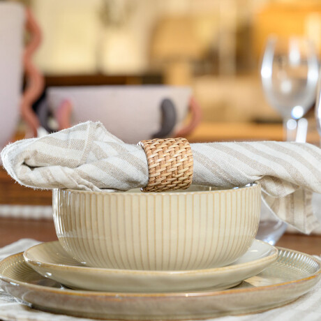 SET X2 SERVILLETAS ALGODON NATURAL-BEIGE STRIPE BEIGE