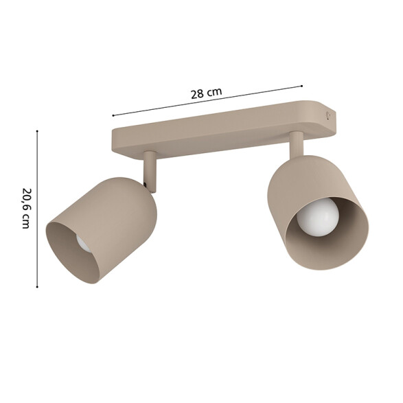 Aplique de pared orientable acero beige 2xE14 EG6172