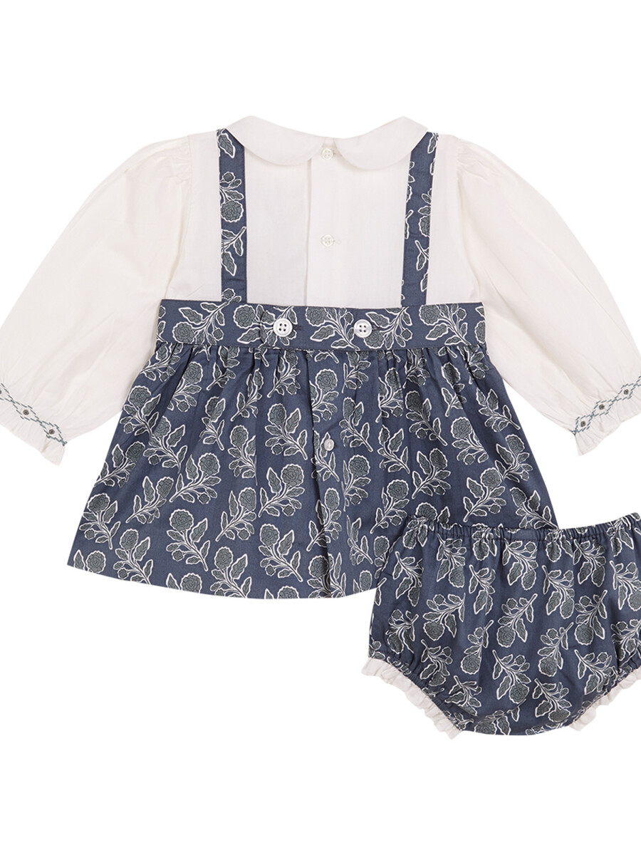 Vestido Efecto Pichi Azul Pato