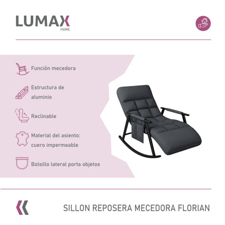 Sillón Reposera Lumax Mecedora Respaldo bolsillo Ajustable Gris