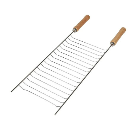 Rejilla Simple p/Parrilla Acero Reforzado c/Mangos de Madera Plateado