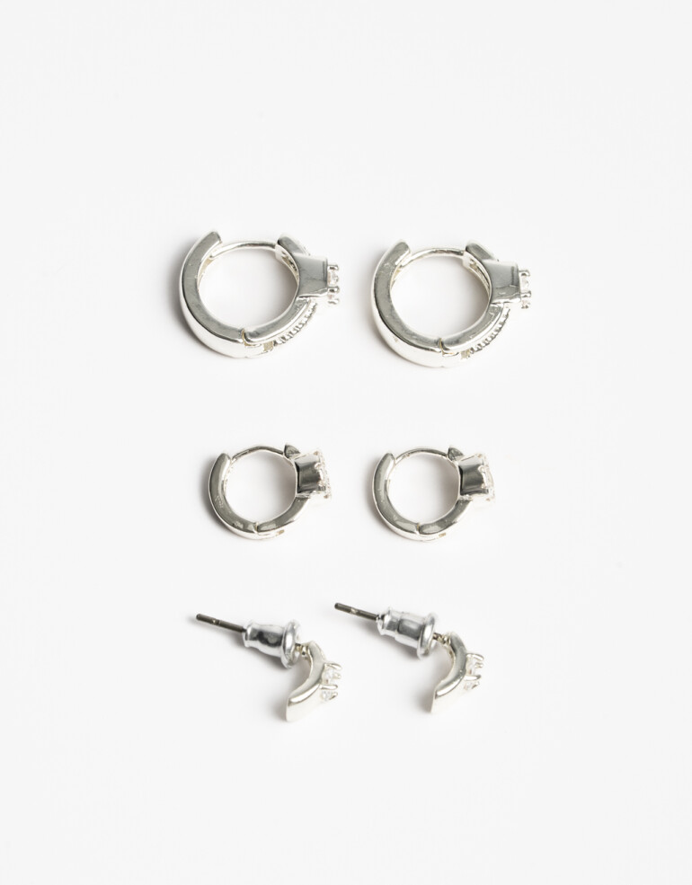 Aros Sets Cubic zirconia Set De Aros Con Cubic Zirconia - Plateado