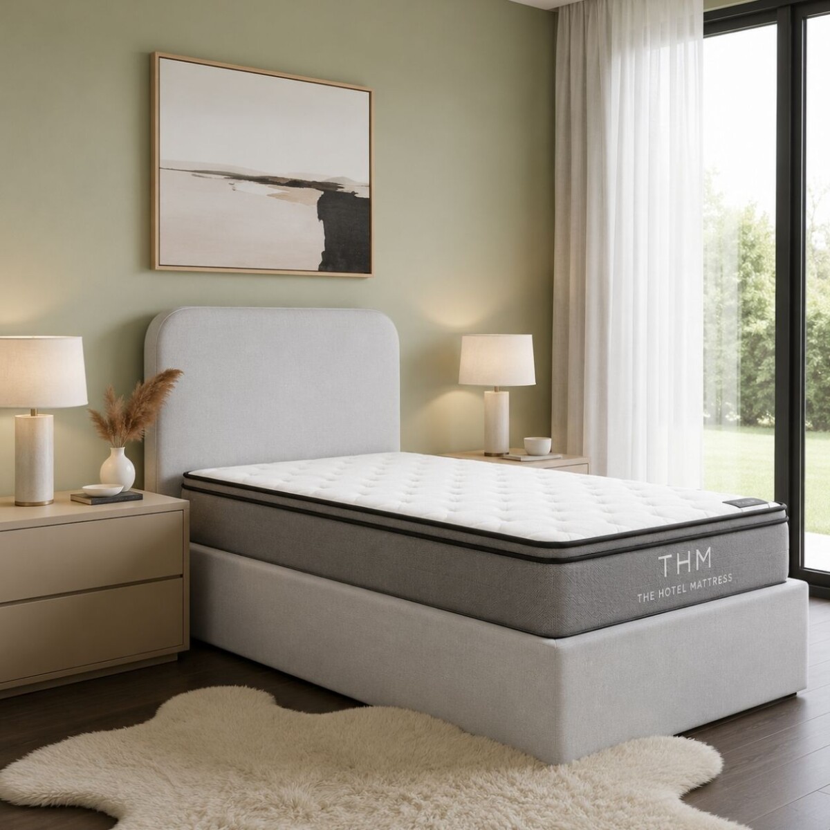 Sommier baul 1 plaza HAMPTONS Hybrid Ruthenium con respaldo 