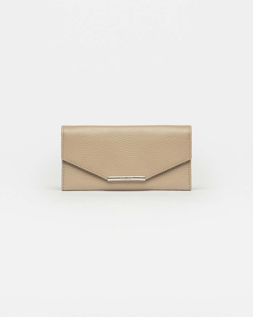 Billetera Luisa en cuero graneado - Taupe 