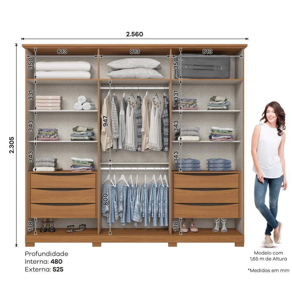 ROPERO NAPOLI 6 PUERTAS 6 CAJONES INTERNOS CON ESPEJO GUARDARROPA CLOSET ARMARIO OFF WHITE