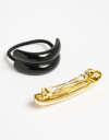Accesorios Pelo Set Varios Set Pony Cuff De Acrílico Y Hebilla Francesa De Metal. - Combinacion Bicolor