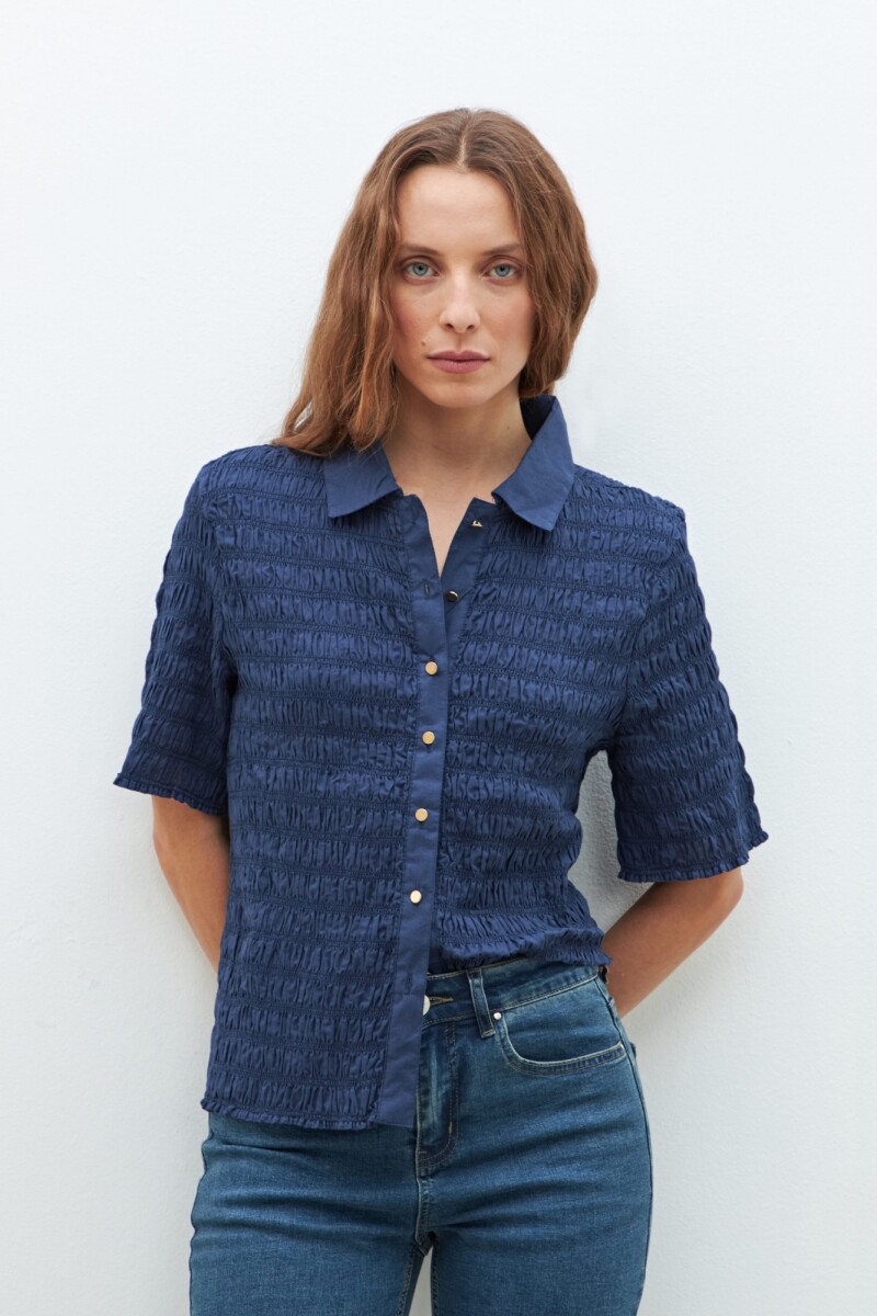 Camisa punto smock - azul marino 