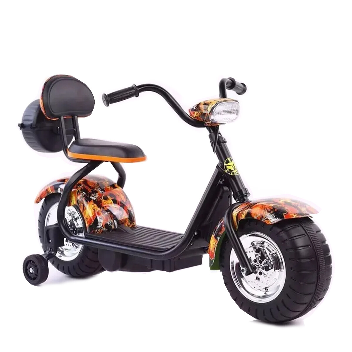 Mini Moto Eléctrica Chopper Qk-306 - NARANJA/NEGRO 