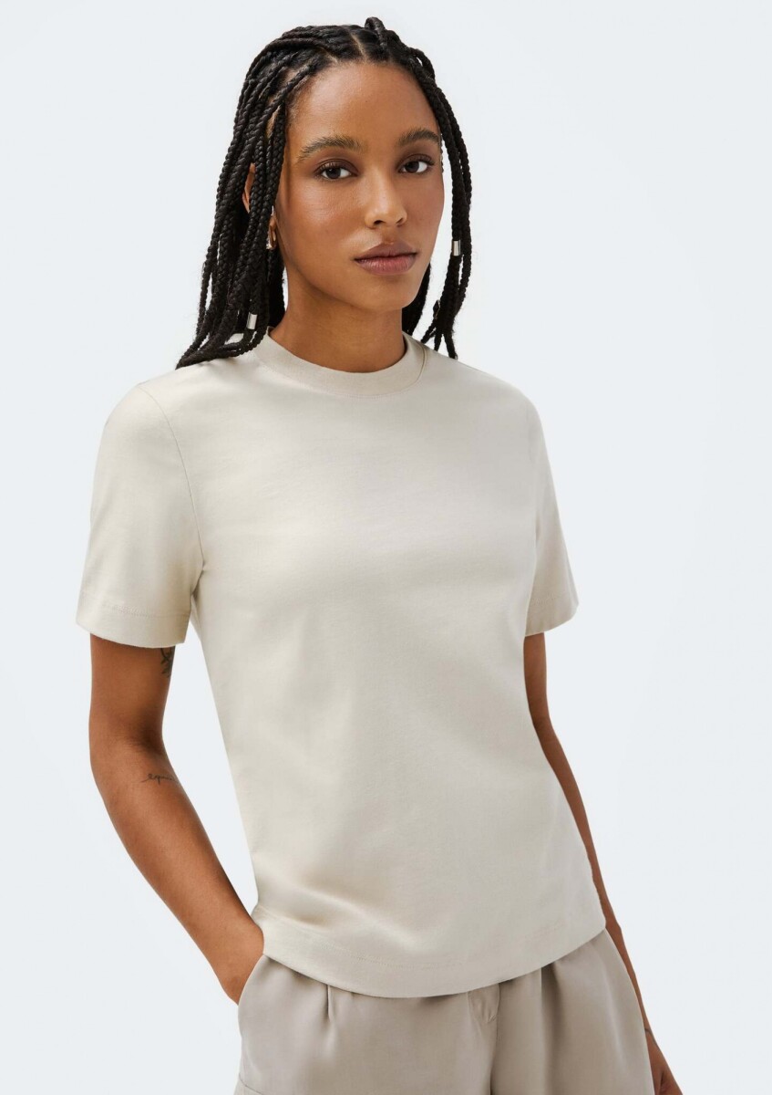 CAMISETA BÁSICA DE ALGODÓN - BEIGE 