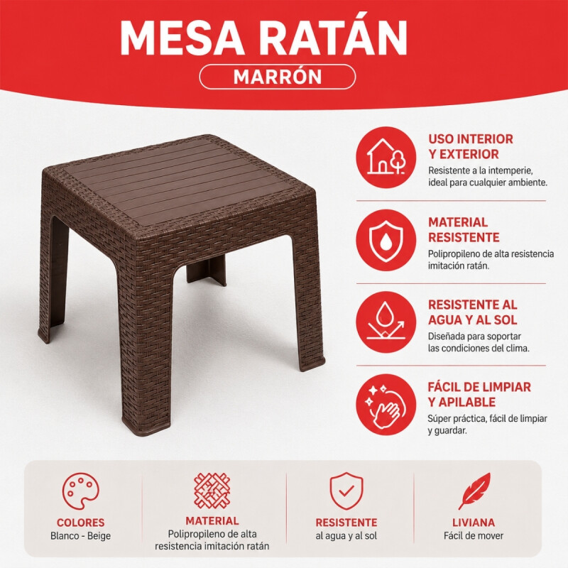 Mesa ratán MARRON