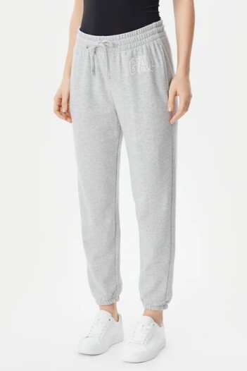 Pantalón Deportivo Sin Felpa Logo Gap Mujer Light Heather Grey
