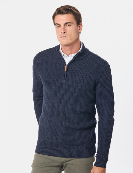 BUZO TEJIDO MEDIO CIERRE CON ESTRUCTURA Azul