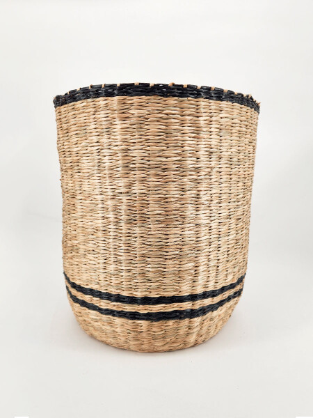 CANASTO REDONDO RAYAS MARRON