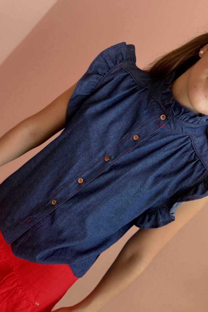 BLUSA CEREZA DENIM Azul