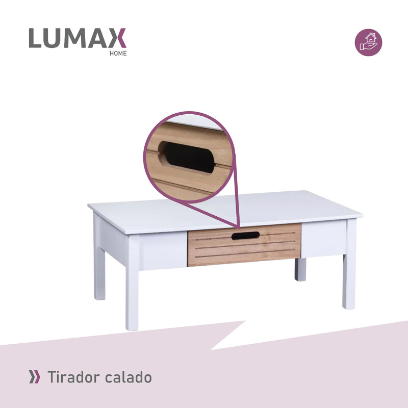 Mesa de centro Lumax de 1 cajón madera y blanco Mesa de centro Lumax de 1 cajón madera y blanco