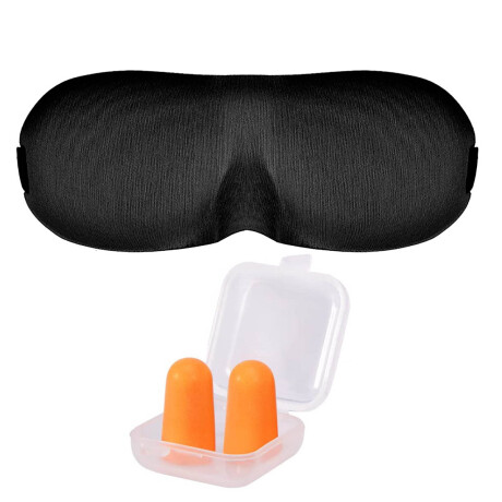 Set Almohada De Viaje + Cubre Ojos + Tapones Oidos Gris