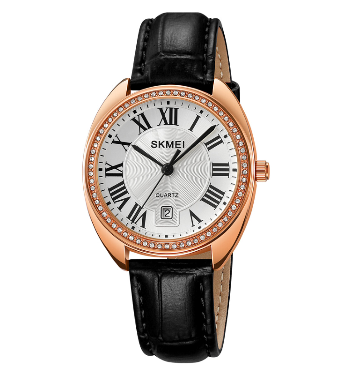 Reloj Skmei 2183rgbk Analógico Unisex Oro Rosa Con Correa Negra 