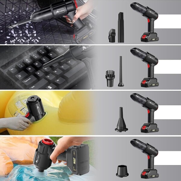 Aspiradora Inalambrica Recargable Portatil 3 en 1 Sopladora Variante Color Negro