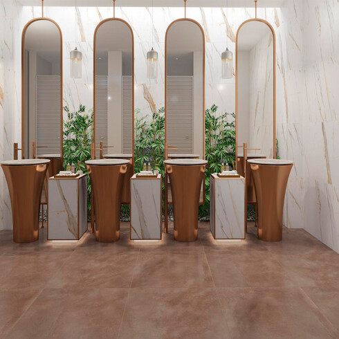 Ceramica Para Piso De 74X74 Cotto Espiga Rectificado Incefra GAMAS DE MARRON