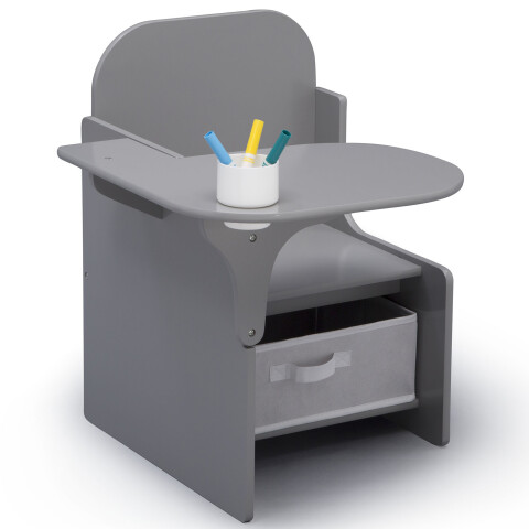 Escritorio con silla y almacenamiento gris Escritorio con silla y almacenamiento gris
