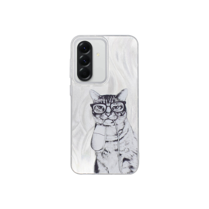 Protector para Samsung Galaxy A26 plateado diseño gato Protector Para Samsung Galaxy A26 Plateado Diseño Gato