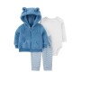 Conjunto Carters Campera Fleece , pantalon y bodie Azul Conjunto Carters Campera Fleece , pantalon y bodie Azul