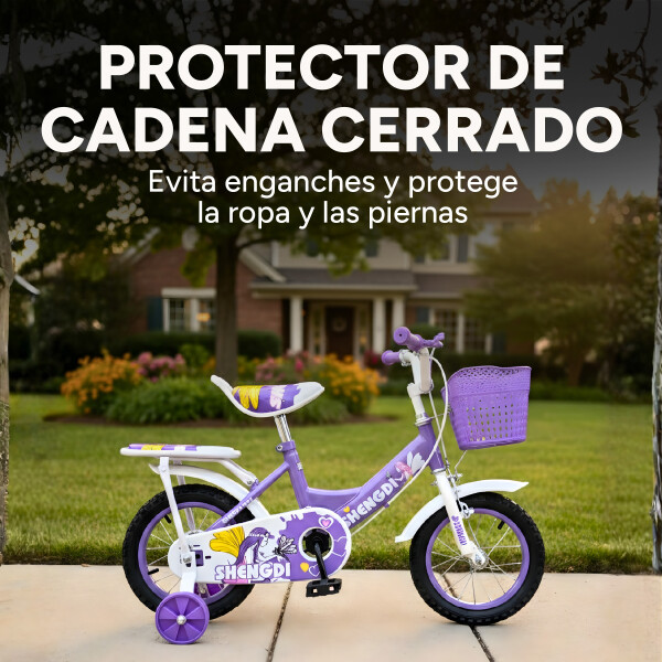 Bicicleta infantil Shengdi Rod 12 Canasto Parrilla Rueditas Color Violeta
