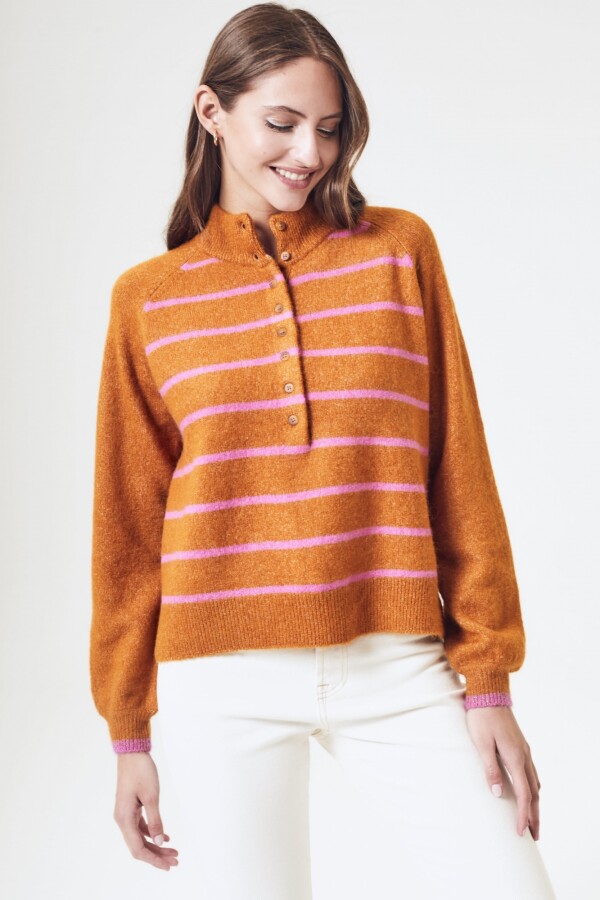 Sweater Rayado Cartera Ocre