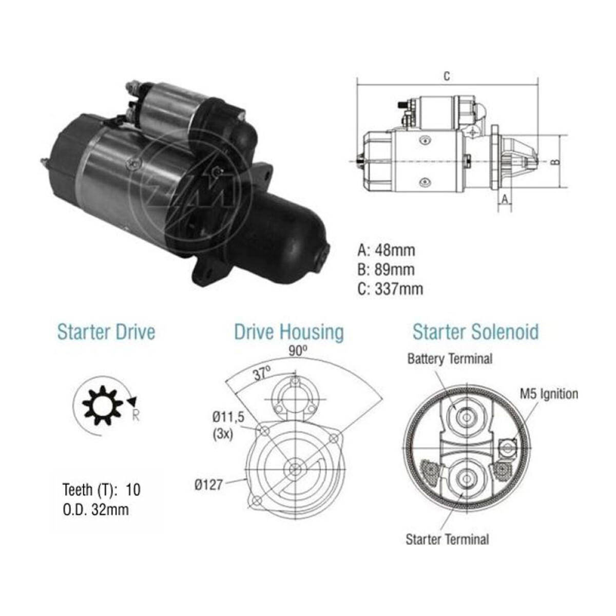 ARRANQUE MERCEDES BENZ ARRANQUE M. BENZ TRUCK JF 12V 10D S/BOSCH ZM 
