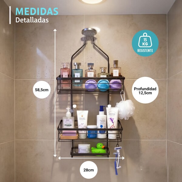 Organizador De Ducha Colgante 3 Niveles Jabonera Baño Acero Imback Color Negro Organizador De Ducha Colgante 3 Niveles Jabonera Baño Acero Imback Color Negro