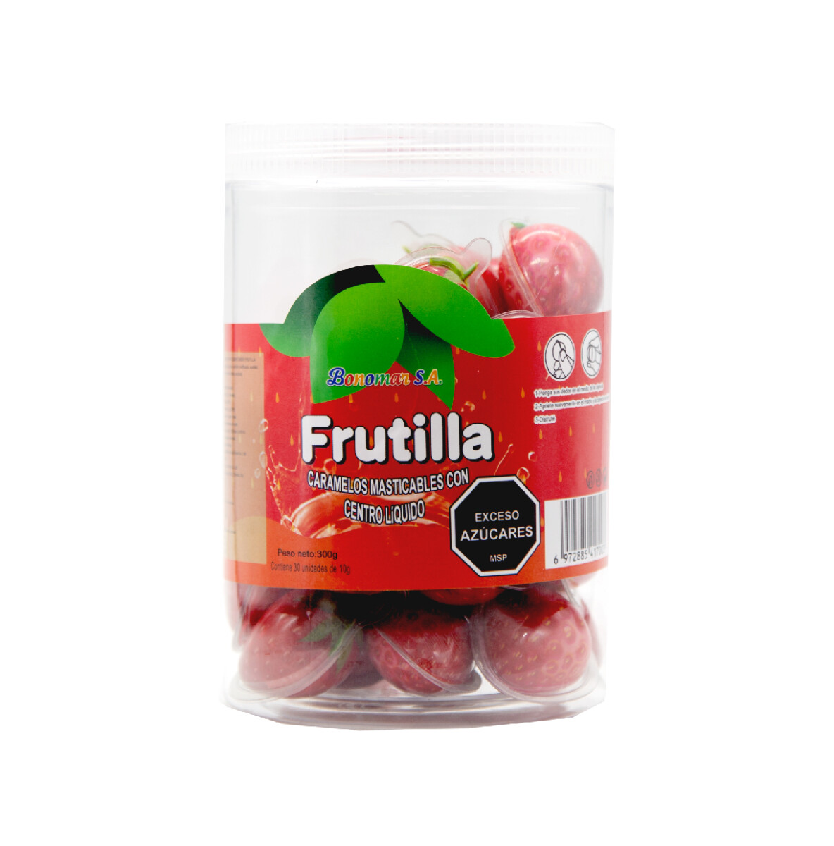 CARAMELOS CAPSULAS FRUTILLA POTE MASTI CON CENTRO LIQUIDO 300GR 