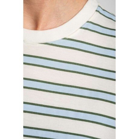 Remera Rayada Algodón Celeste