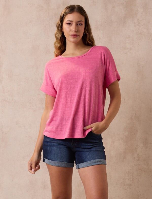Remera Botones FUCSIA
