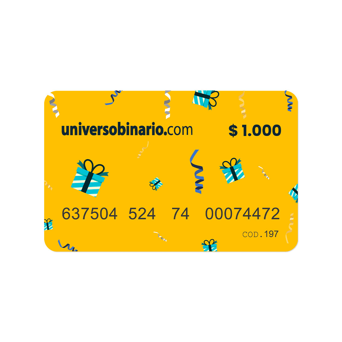 Gift Card Virtual Valor $ 1000 - Solo para uso web online - 001 