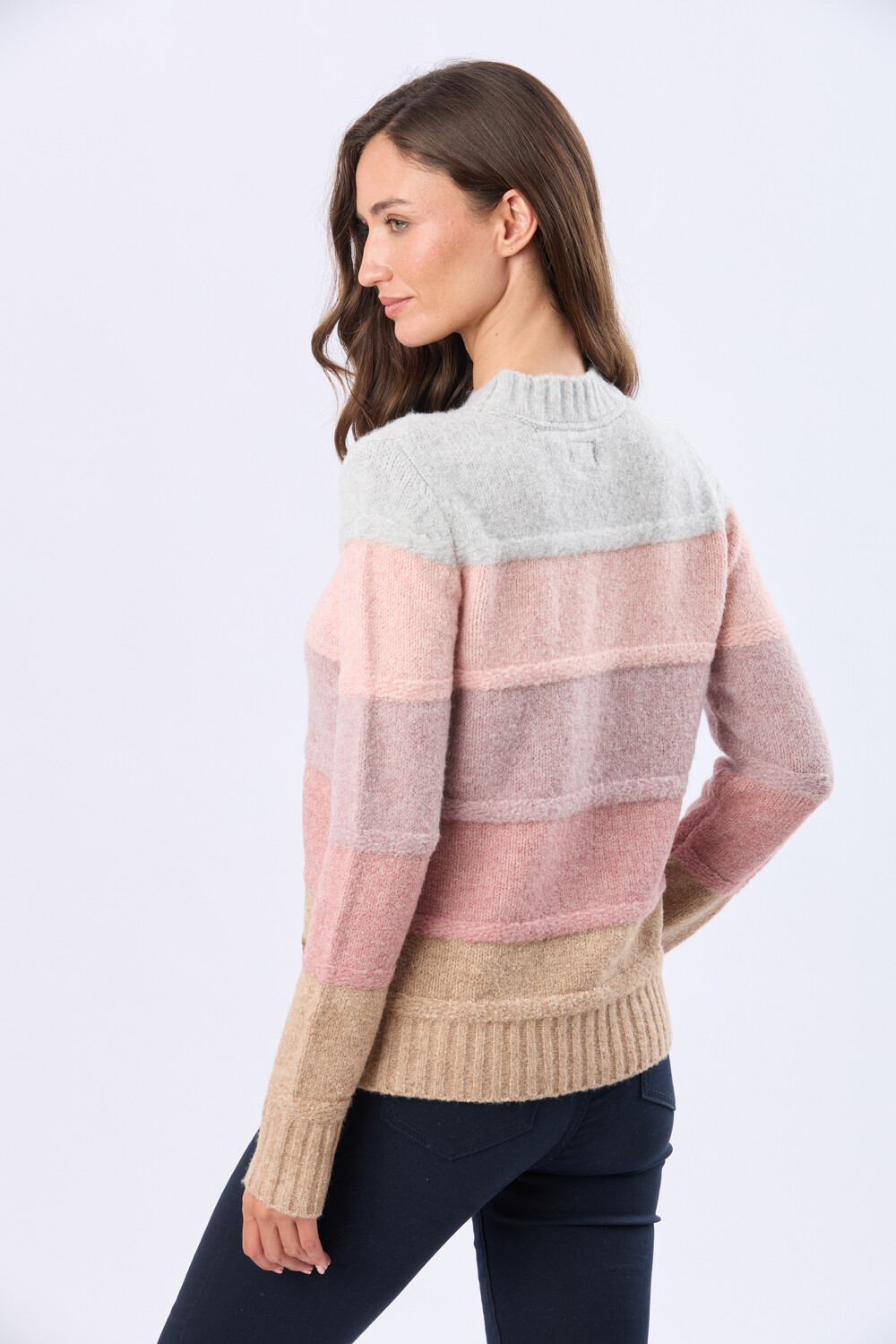 BUZO TEJIDO RAYADO Rosa